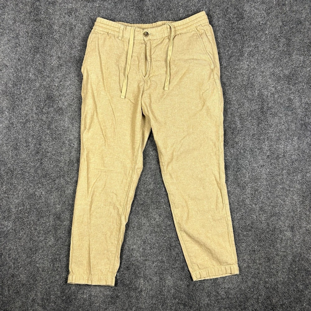 Banana Republic Heritage Linen Blend Pants Men 32x30 Drawstring Button Fly Beach